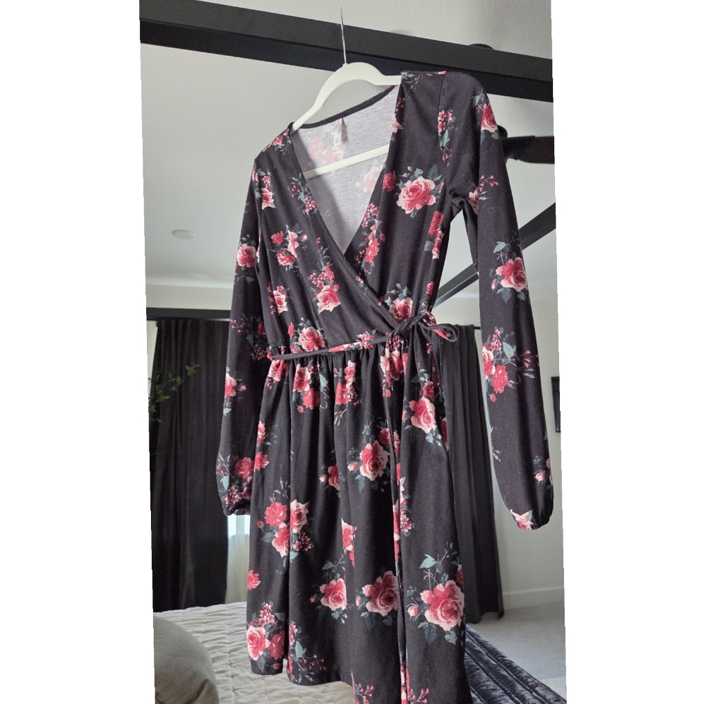 Floral Black Mini Dress